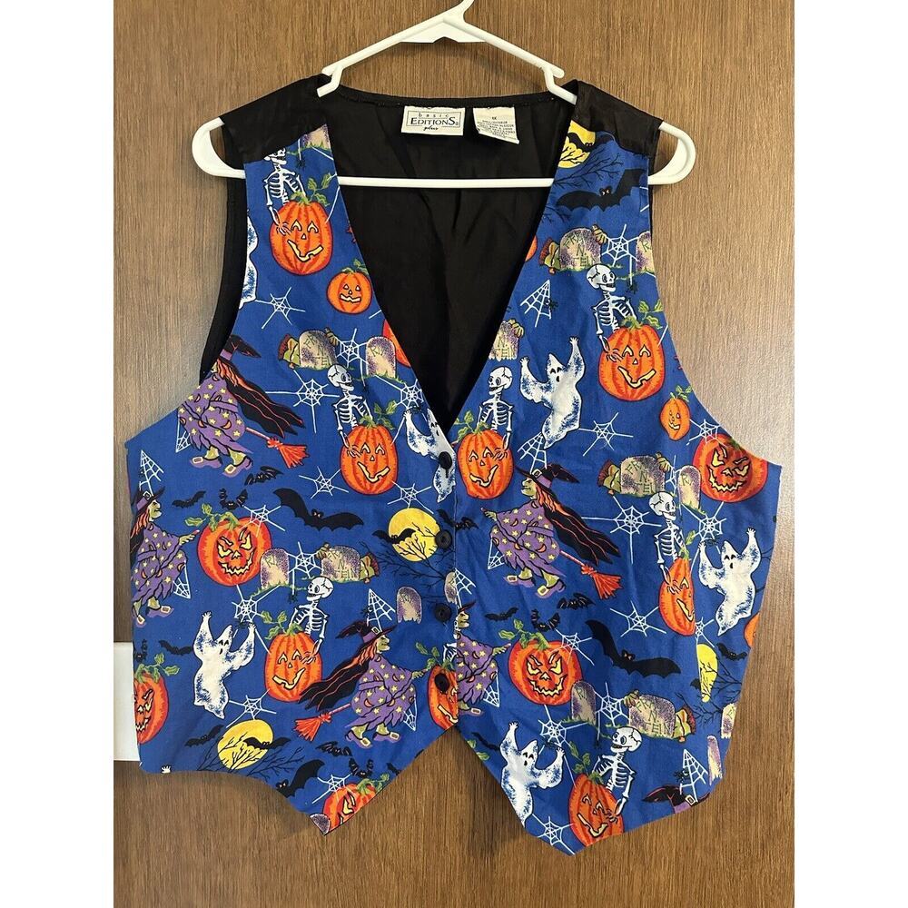 Basic Editions plus 1x Halloween Vest Ghost pumpkins skeleton witch Frankenstein